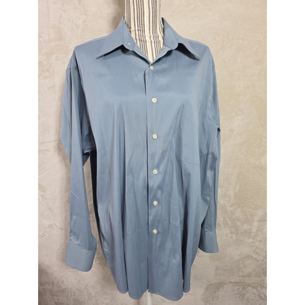 Geoffrey Beene Stretch Button Up Blue/Teal? 17 32-33 Officecore Dress Shirt Men